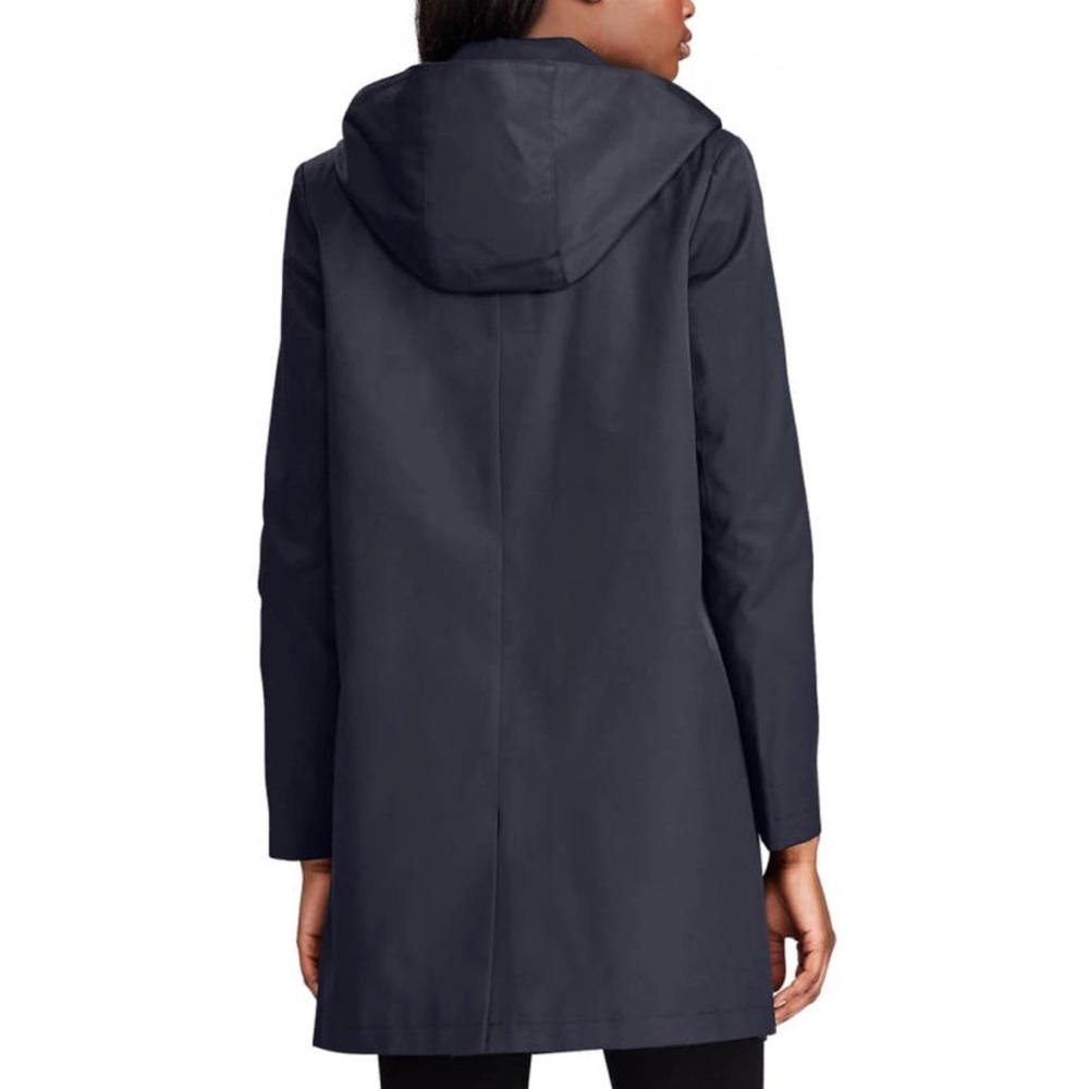 LAUREN RALPH LAUREN • Navy Blue Balmacaan Hooded Raincoat, XXS - Picture 2 of 16